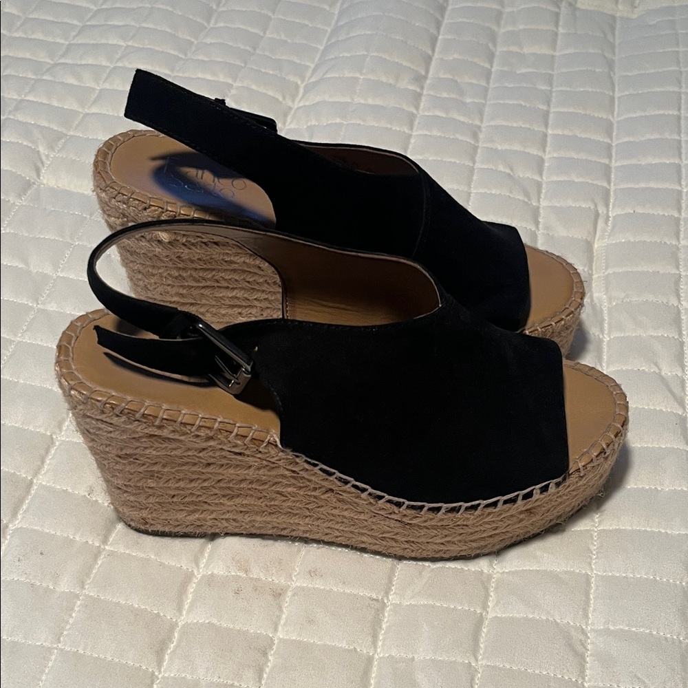 Black Wedge Sandals